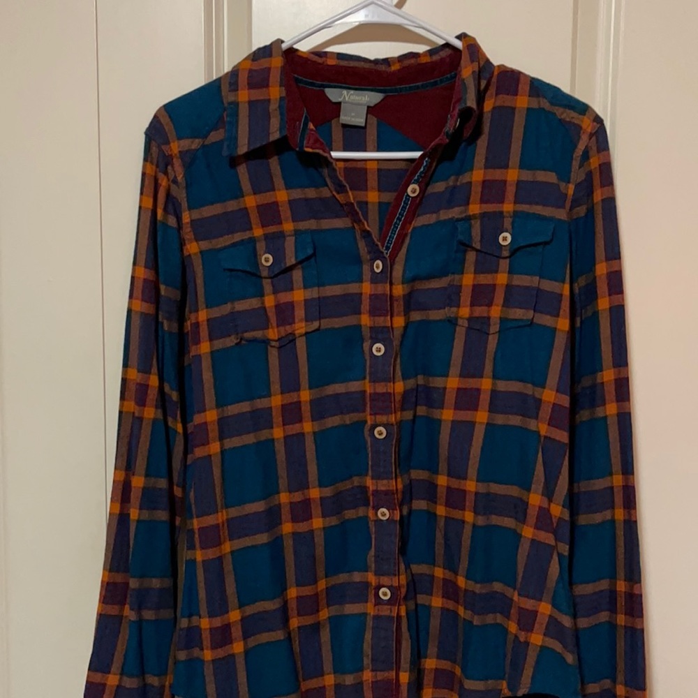 Plaid button up shirt, size Medium